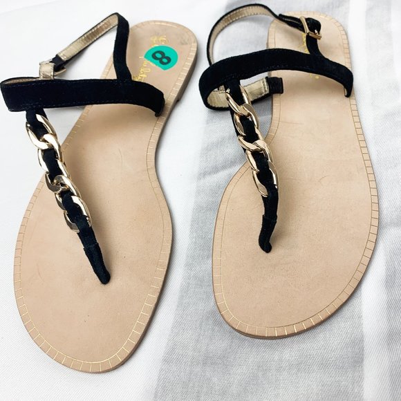 NEW Lilly Pulitzer black largo sandal t-strap 8.5 - Picture 5 of 5